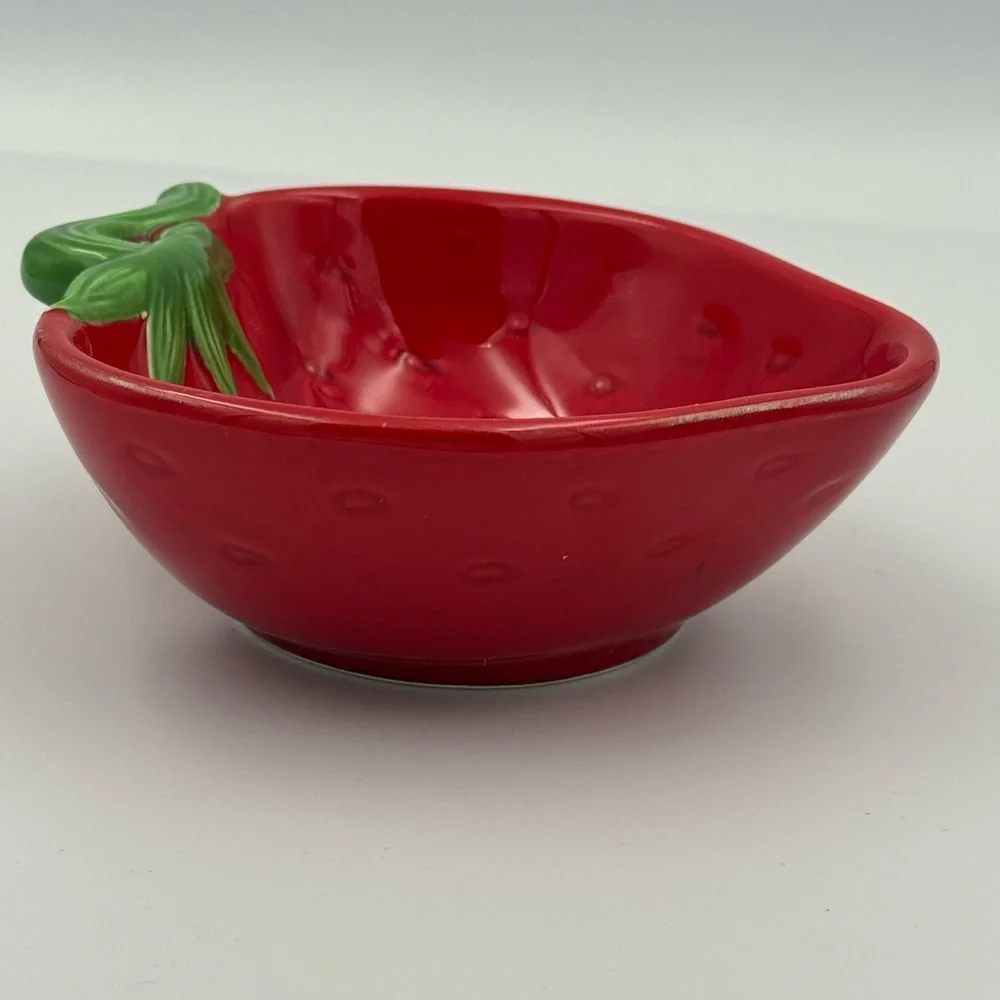 Vintage Knobler Japan Strawberry Bowl Set‎ Red Fruit Dish Cottagecore